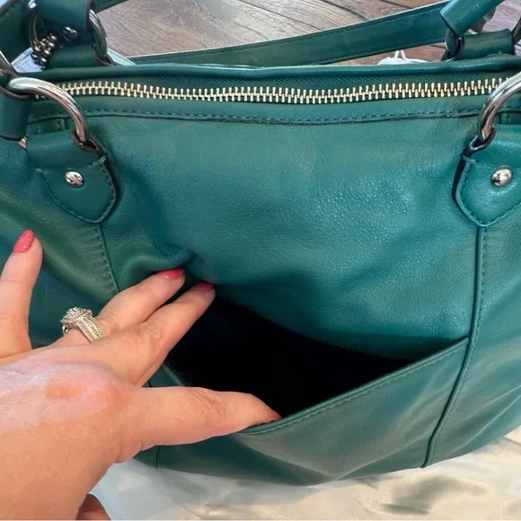 Coach Daisy Emma Jade Soft Leather Shoulder Bag with Navy Interior - Picture 5 of 16